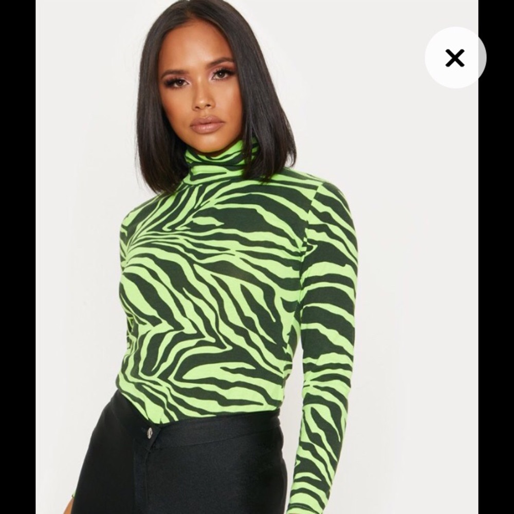 Mesh tiger print  neon green top